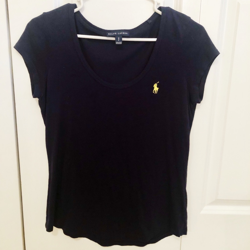 Ralph Lauren Navy Cotton Scoop-Neck Tee